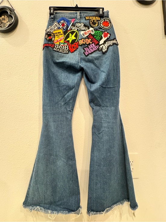 7 For All Mankind Denim - 7 For All Mankind Blue High-Waist Flared Women’s Jeans with Custom Patch Detail